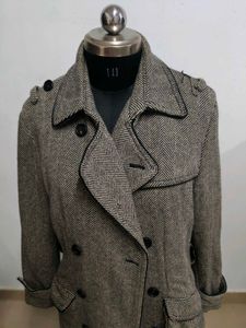 Stylish Herringbone Double-Breasted Coat