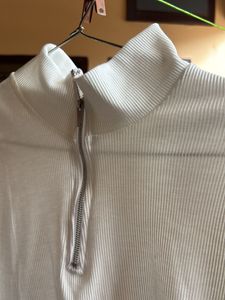 White Long Sleeve Zipper Top
