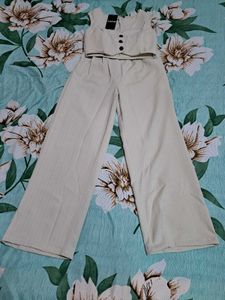 Shein sleeveless Textured waistcoat with wide leg