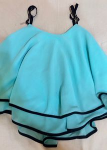 Aqua Blue Tiered Spaghetti Strap Top