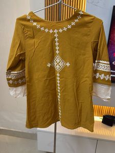 Embroidered Mustard Yellow Kurta