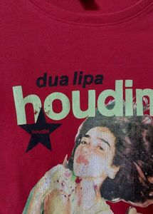 Red Dua Lipa Houdini Graphic T-Shirt (M)