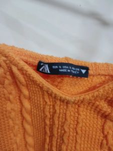Orange Cable Knit Crop Top