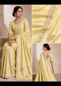 Elegant Yellow Silk Saree with Embellishments