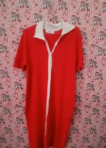 Tomato Woolen One Piece Dress