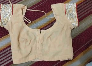 Beige Embroidered Sleeve Blouse with duppta