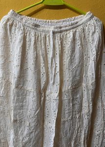 Boho White Eyelet Tiered Maxi Skirt