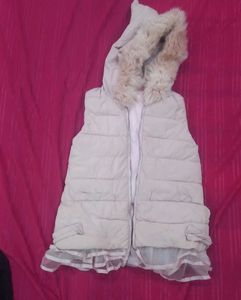 Girls Padded Vest with Fur Hood
