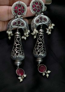 Stunning Oxidised Silver Jhumkas