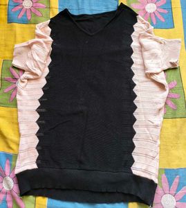 Chic Two-Tone Knit Top