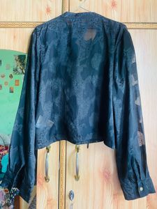 Elegant Black Brocade top