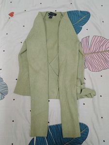 olive green knitted wrap top