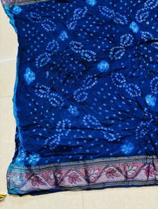 Beautiful Blue Bandhani Saree