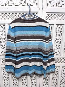 🌸 Imported Striped V-Neck Sweater H