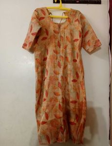 Orange Leaf Print kurta🧡