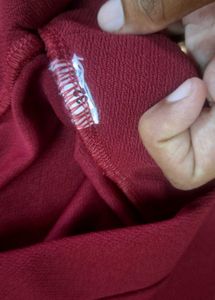 Maroon High-Waisted Slit Skirt