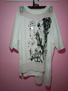White Graphic Print Top