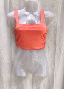 I. Trendy Orange Ruched Crop Top