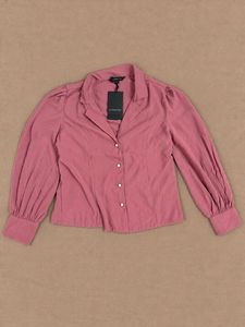 Chemistry Chic Pink Puff Sleeve Collared Blouse