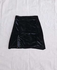 Black Handmade Velvet Mini Skirt
