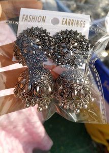pinterest Oxidized Silver Jhumka earrings