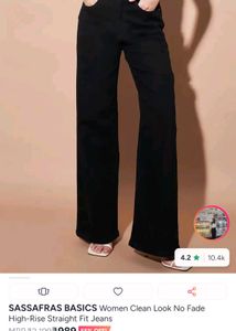 SASSAFRAS  High Waisted Black Wide Leg Jeans