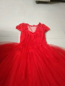 Red Lace &amp; Tulle Gown