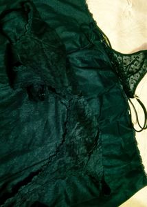 Black satin slip  nighty with thong👍