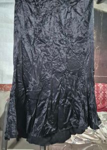 Elegant Black Satin Maxi Skirt