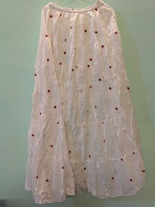 White Pinteresty Tiered Maxi Skirt with Red Hearts