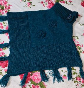 Teal Knitted Poncho