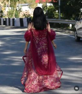 Stunning Maroon Embroidered Gown