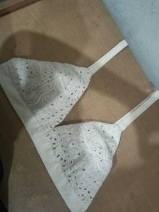off white Broderie Anglaise Bra(customised