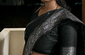 Elegant Black Saree with Silver Border