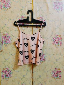 🇳🇿💫🎀Cute Pink Heart Print Camisole Top