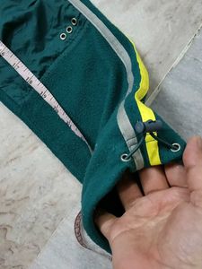 Green Track Pants with Yellow Stripes