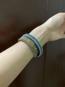 Boho Chic Beaded Metal Bangle Set