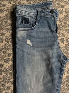 Stylish Distressed Blue Jeans