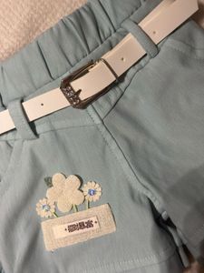 Blue Shorts with White Belt