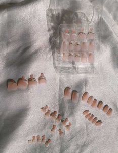 French Nails Tips For Foot&amp;Hand (8 Nail Rhinestone