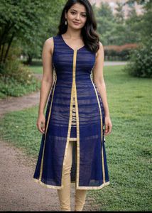 Elegant Navy &amp; Gold Sheer Overlay Dress