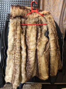 Warm Black Parka with Fur Hood