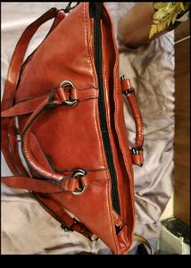 Chic Red Faux Leather Tote Bag