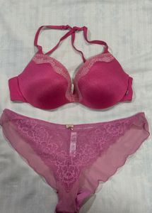 Pink Lace Bra & Panty Set