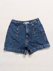 Zara Button Detail Denim Shorts Vintage Fit