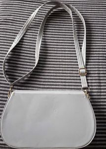 Zara Grey Patent Shoulder Bag