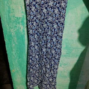Blue Floral Sleeveless Kurta