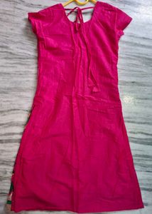 ​Rani Pink Embroidered Kurti &amp; Salwar Set