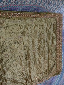 Elegant Olive Green Silk Saree