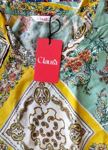 Bohemian Print Kaftan Top with Pom-Pom Trim